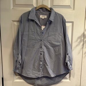 J. McLaughlin Blue Striped Button Down Shirt